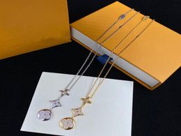 With BOX Womens Design Necklace 18K Gold Plated Stainless Steel Necklaces Choker Chain Letter Pendant Europe America Fashion Weddi4982303