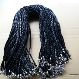 3mm Black PU Leather Cord rope Jewellery Rope Lobster clasp Cord For DIY Craft Pendant Necklace Jewellery 20'' 22'' 24& 257Y