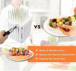 Quality 36 Holes Meat Skewer Barbecue Kebab Maker Bbq Grill Skewer Machine Meat Poultry Tools9634138