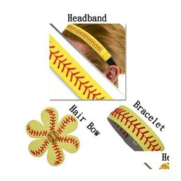 Other Jewelry Sets Softball Baseball Leather Headband Hair Flower Bracelet Wristlets Stiches Seamed Girls Drop Delivery Dhnmt