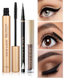 Professional Eye Makeup Set Glitter Eyeshadow Black Eyeliner Mascara Make Up Eye Shadow Kit Brand Waterproof Cosmetic9976220