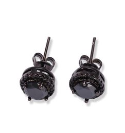 Mens Hip Hop Stud Earrings Jewelry Fashion Black Silver Simulated Diamond Round Earring For Men6365362
