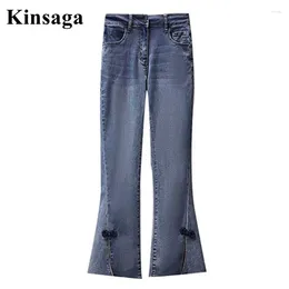 Women's Jeans Women High Waisted Ribbed Patchwork Indie Bow Stretchy Flare Mom 4XL Streetwear Y2K Fairy Grunge Split Denim Bell Bottoms