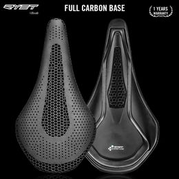 RYET Full Carbon 3D Printed Bike Saddle 205g Super Light High Modulus Carbon Fiber Base for MTB Mountain Cycling Saddle 145mm 240507