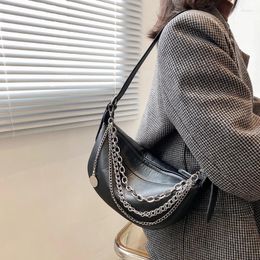 Shoulder Bags Soft Pu Leather Handbags For Women 2024Solid Color Simple Lady Armpit Bag Casual Dating Shopper Female Diagonal