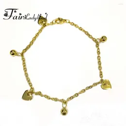 Charm Bracelets FairLadyHood Gold Colour Stainless Steel Girls Cute Heart Shape Bracelet Pulseras Femme Bridesmaid Gift