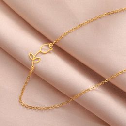 Flower Stainless Steel Necklace For Women Trend Aesthetic Heart Pendant Neck Chain Choker Engagement Jewellery Mother S Day