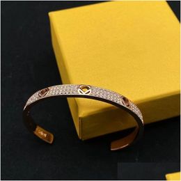 Cuff Retro Gold Bracelet Letter Design Simple Colour Epoxy Mediaeval Style Jewellery Advanced Sense Clothes Shoes Bag Drop Delivery Bracel Otqkf