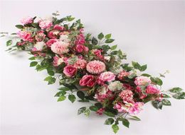 9 Colors Decorative Flowers 100CM DIY Wedding Flower Wall Arrangement Supplies Silk Peonies Rose Artificial Row Decor Iron Arch Ba7558752