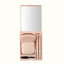 Makeup Brushes 4Pcs Cosmetic Brush Mini Storage Case Portable Easy Taken With Mirror Set For Powder Blush Women Loose