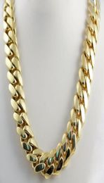 14k Yellow Gold Plated Men039s Heavy Miami Cuban Chain Necklace 24quot 14mm6591542
