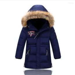 Down Coat 2024 Boys Winter Long Jackets Outerwear Coats Fashion Big Fur Collar Thick Warm White Duck For Children