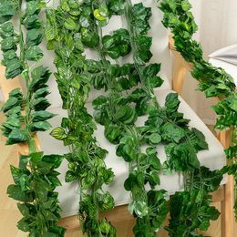 Decorative Flowers 80pcs Leaf 1piece 2.2M Home Decor Artificial Ivy Garland Plants Vine Fake Foliage Creeper Green Wreath Decorate