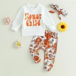 Clothing Sets Toddler Baby Girls Fall Outfits Letter Print Long Sleeves Tops And Floral Pants Headband Cute Clothes Set