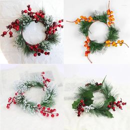 Decorative Flowers Simulation Plant Garland Wedding Holiday Party Backdrop DIY Creative Christmas Candle Napkin Ring Home Decor
