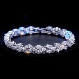 Luxury Jewellery Sparkling 18K White Gold Filled Marquise Topaz CZ Diamond Full Roma Bracelet Hot Party Women Bracelet For Lovers' G 212L