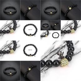Beaded Zircon Pineapple Bracelet 8Mm Mens And Womens Drop Delivery Jewellery Bracelets Dhrap