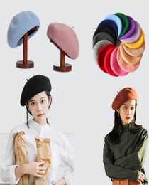 French Style Solid Casual Vintage Women039s Hat Beret Plain Cap Girl039s Wool Warm Winter Berets Beanie Hats Femme Aldult Ca1079447