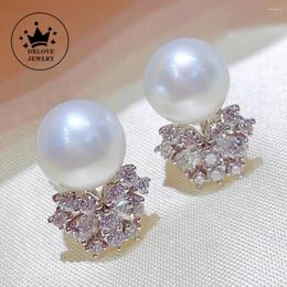 Stud Earrings DRlove Brilliant Imitation Pearl With Cubic Zirconia For Women Temperament Elegant Lady's Accessories Wedding Jewellery