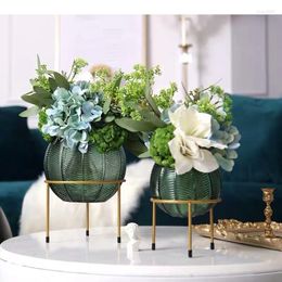 Vases Lantern Shape Glass Vase Leaves Relief Flower Pots Decorative Arrangement Modern Home Decor Hydroponics Floral
