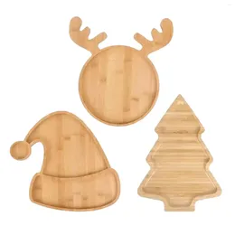 Decorative Figurines Kitchen Platter Xmas Decor For Cheese Cookie Sandwich Dessert Rustic Table Centerpiece Holiday Wooden Food Dish