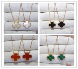 2021 Fashion Jewelry Necklace Black and White Red Green Four Leaf Flower Shell Agate 925 Silver 18k Gold Necklace diamond clover B9269757