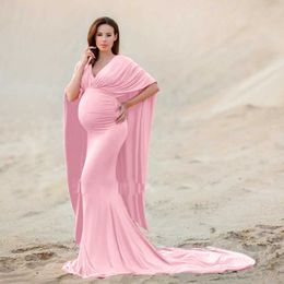 Maternity Dresses Womens Maternity Gown V-neck Floor Length Skirt Photoshoot Baby Shower Dress Elegant Fitted Maxi Photography Dress Photo Shoot H240518
