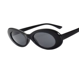 Vintage Oval Round Sunglasses Women Brand Designer Eyewear Female Male Black White Mirror Kurt Cobain Glasses4630864