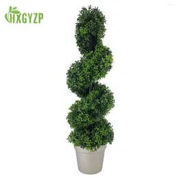 Decorative Flowers 91cm Spiral Tree Artificial Plants Large Boxwood Topiary Bonsai S-Shape Plant With Flowerpot Courtyard Porch Doorway Home