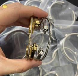 Vintage Bangles double Skull drill Braceles Skeleton Men Women Opening Couple Party street Bracelet MB1BN4 Hiphop Punk Rock Jewelr3617503