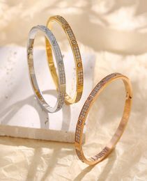 2022 Carter Luxury Jewellery For Women Favour Easy Lock Bangle Rose Yellow Gold Full Diamond Love Bangle Wedding Engagement Screw Bra9918582