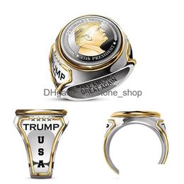 Other Arts And Crafts Trump Commemorative Sier Ring The 45Th Us Presidents Memorial Souvenir Drop Delivery Home Garden Dh0Rf