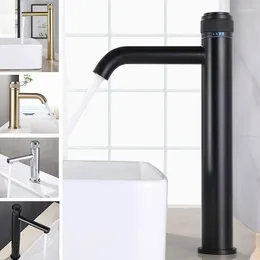 Bathroom Sink Faucets Push Button Brass Basin Cold Water Mixer Taps Deck Mounted Chrome Black Single Handle Tall Washbasin Faucet