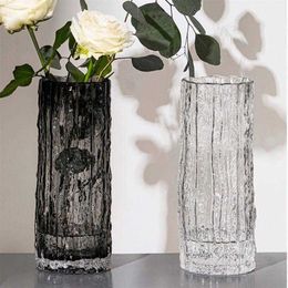 Vases Thickened Instagram Wind Net Red Extremely Frozen Glacier Vase Glass Transparent Flower Arrangement Flowers Living Room Dining Table Decoration H240518