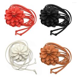 Belts Casual Knotted Waist Chain For Dresses Lady Thin Belt Long Tassel Braid Waistband Elegant Handmade Big Flower Decorative