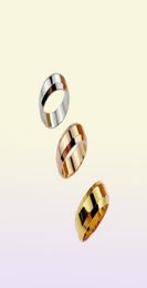 Europe America Fashion Style Rings Men Lady Women Titanium steel Engraved Full V Letter 18K Gold Plated Bevel Edge Lovers Ring 3 C8360923