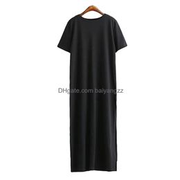 Basic Casual Kleider Frühling Maxi Kleid Frauen Sommerkleidung für Party sexy Vintage Verband gestrickt Boho schwarze lange Plus -Größe Vestid Dh7yx