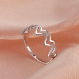 Witch Knot Women Stainless Steel Heart Pentagram Cross Blade Ring Men Couple Fashion Minimalist Jewellery Wedding Gift