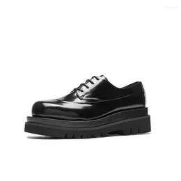 Casual Shoes Fashion Platform Height Increase Patent Leather Business Men Daily Office Work High Heel Leisure Party