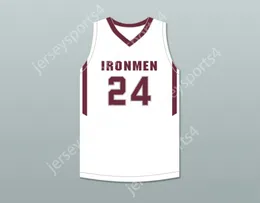 CUSTOM NAY Name Youth/Kids RON HARPER JR 24 DON BOSCO PREPARATORY HIGH SCHOOL IRONMEN WHITE BASKETBALL JERSEY 1 Top Stitched S-6XL