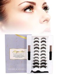 False Eyelashes 10 Pairs Magnetic 3D Mink Makeup Lashes Eyeliner Tweezers Set Natural Short Faux Cils6582683