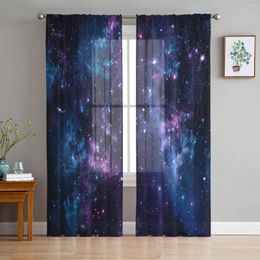 Curtain Blue Starry Sky Purple Milky Way Sheer Curtains For Living Room Decoration Window Kitchen Tulle Voile Organza