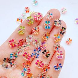 Decorative Figurines 100Pcs Cute Mini 8mm Shiny Flowers Flat Back Resin Cabochons Scrapbooking DIY Jewellery Craft Decoration Accessorie