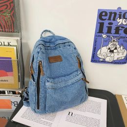 Factory wholesale shoulder bags 2 colors Harajuku wind large capacity denim backpacks college wind canvas student bag outdoor sports leisure travel backpack 8068