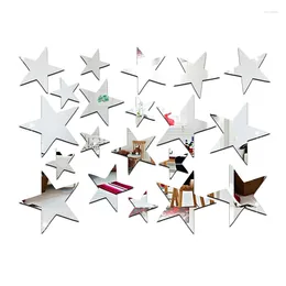 Wall Stickers 3D Sticker 20 X Star Art Mirror Surface Decal Home Room DIY Decor (Silver)