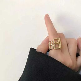 Band Rings Metal materials gold silver Personalised outward letter B thick metal RFor female cool couple hip-hop party gift J240516
