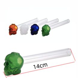 Wholesale Colourful 3D skull Ball bubbler pyrex straw pipes Straight glass Oil Burner Pipes 5.5 inch length tube nail Pipe for smoking