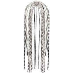StoneFans Trendy Rhinestone Hair Accessories Chain for Women Jewelry Elegant Full Crystal Tassel Hairbands Long Chain Headwear W0104 304F