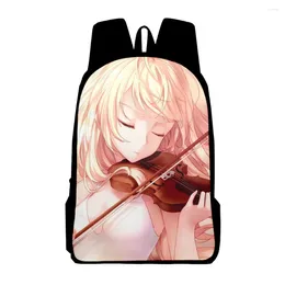 Backpack Hip Hop Your Lie In April Notebook Backpacks Pupil School Bags 3D Print Oxford Waterproof Boys/Girls Laptop