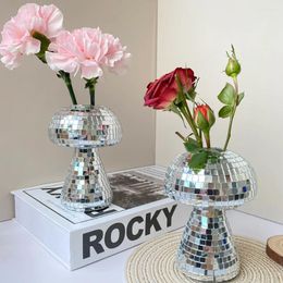 Vases Creative Mushrooms Glass Vase Disco Transparent Hydroponic Plant Pot Bottle Flower Arranging Table Decorations